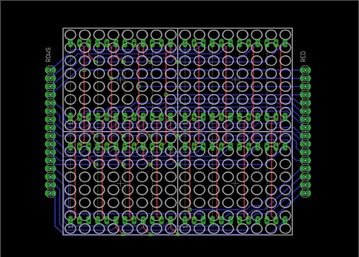 Quality LED Stripboard Circuit Board Layout , PCB Board Layout For 16  X 16 Dot Matrix Display for sale