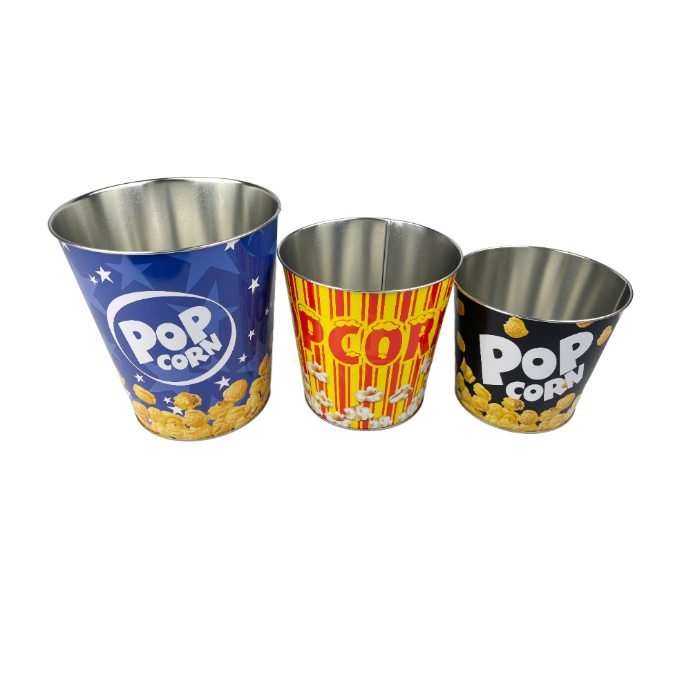 DADI Commercial Theater Grade Popcorn Metal Bucket 5L Galvanized Tin Bucket
