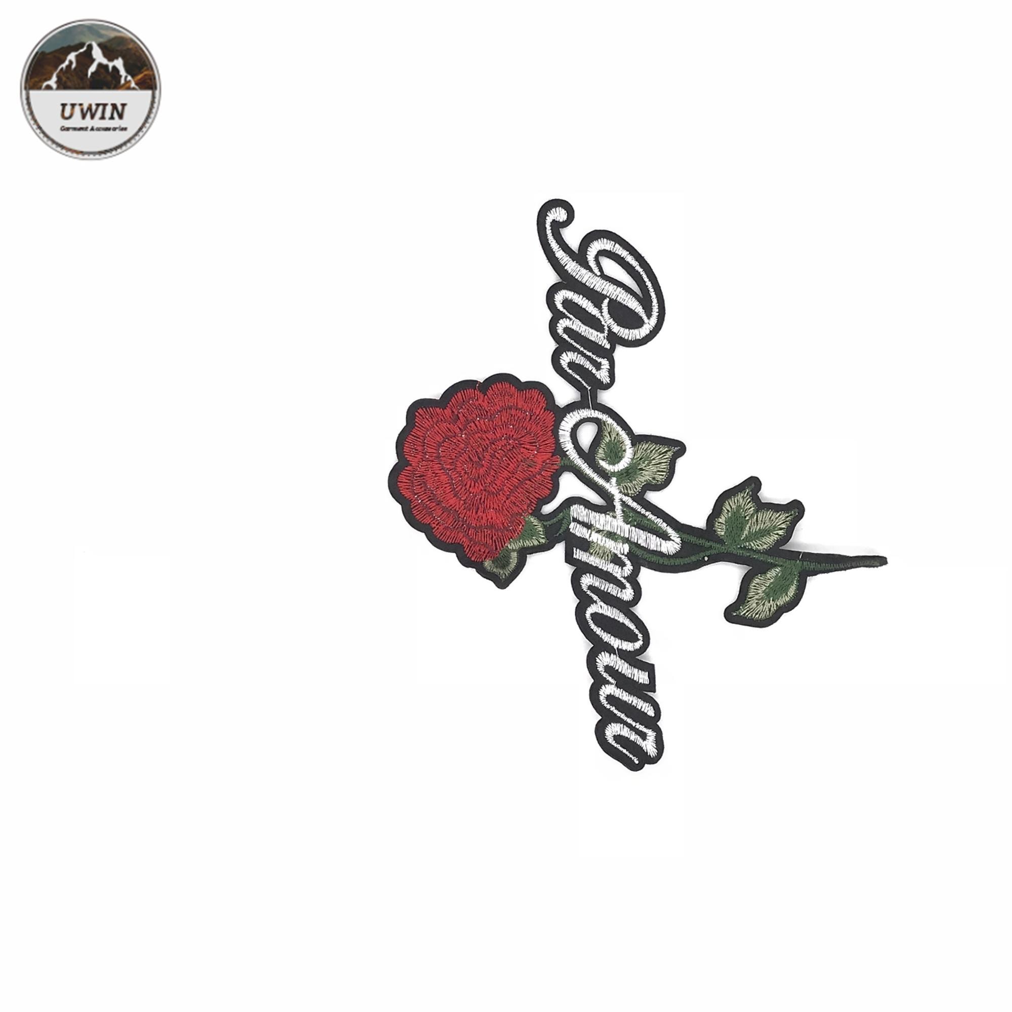 Quality Trendy Alphabet Embroidery Designs Patches With Black Flocked Backing Design for sale