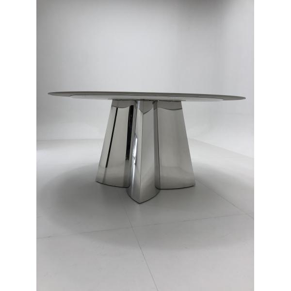 Marble Dining Table Ceramic Top Table Silver Stainless Steel Base Home Furniture