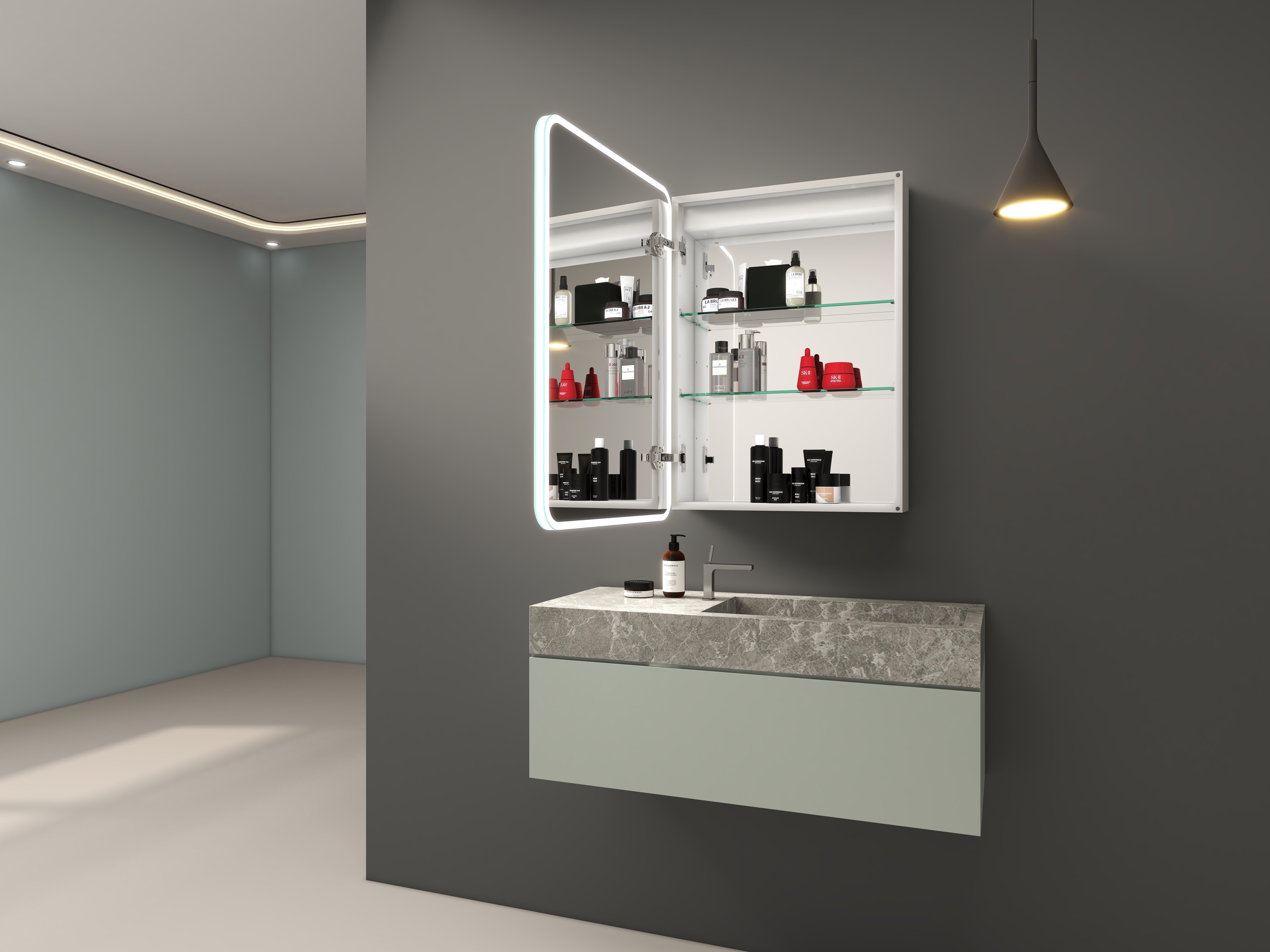 Moisture Proof Led Medicine Cabinet High Brightness Bathroom Cabinet With Light