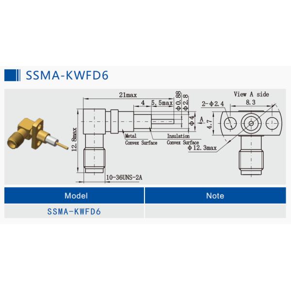 Right Angle SSMA Jack / Female RF Coaxial Connector 2 Hole Flange Mount with Screw 10-36UNS-2