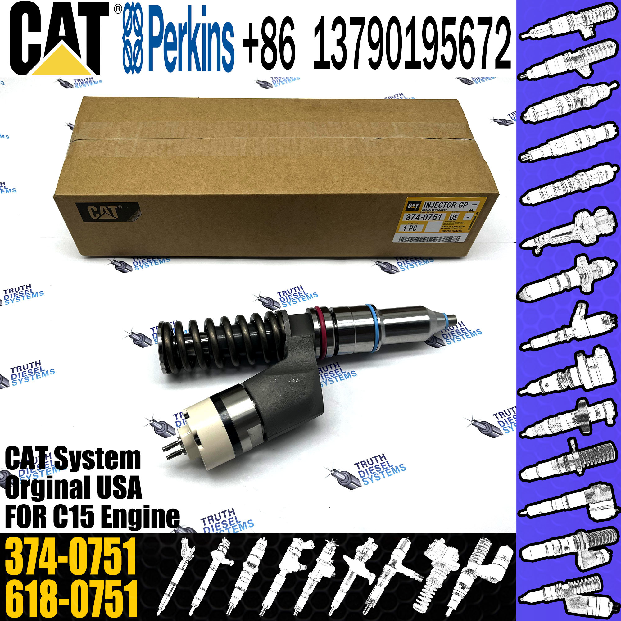 Excavator Parts C18 C15 C32 Engine Fuel Injector 2768307 2959085 3740751 276-8307 10R-7231 295-9085 374-0751