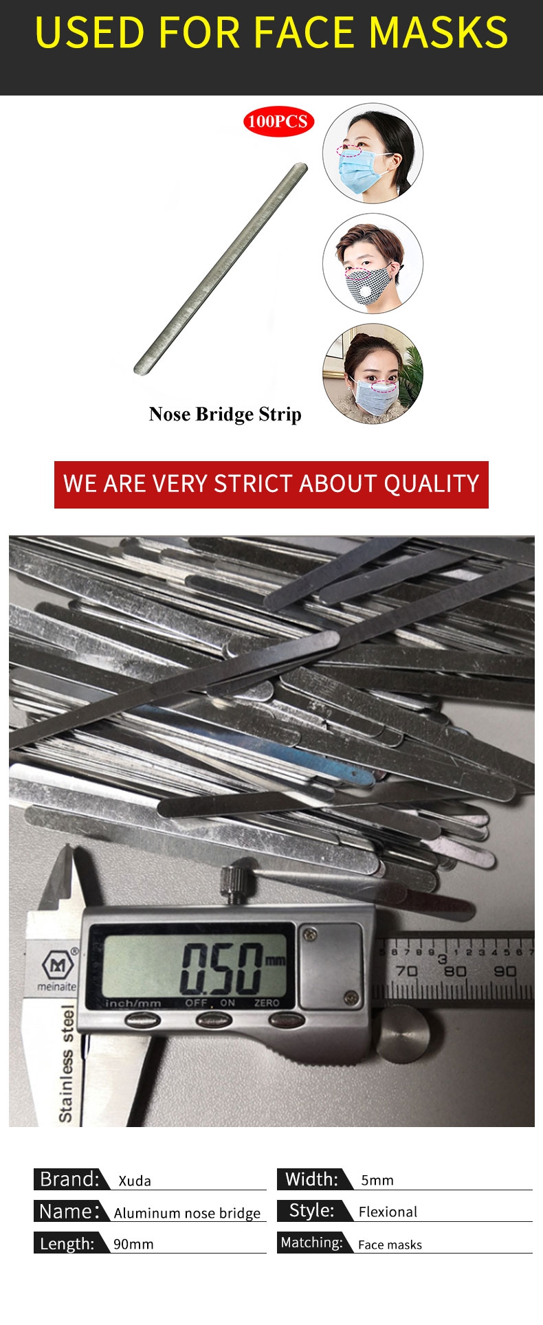 hot sale metal nose bridge bar for face protective factory direct sale custom Aluminum nose bridge