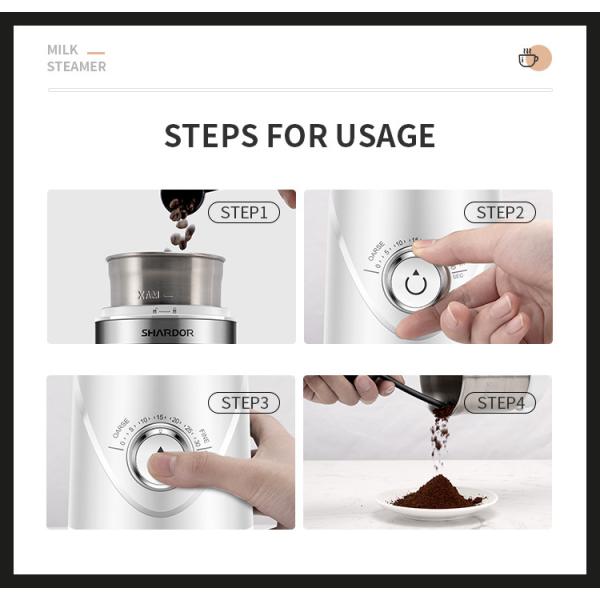 Timing Knob Coffee Bean Grinder Stainless Steel Automatic Adjustable Burr Grinder