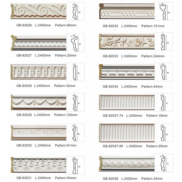 High density polyurethane foam panel mouldings various designs 47mm width color customized OEM cervice