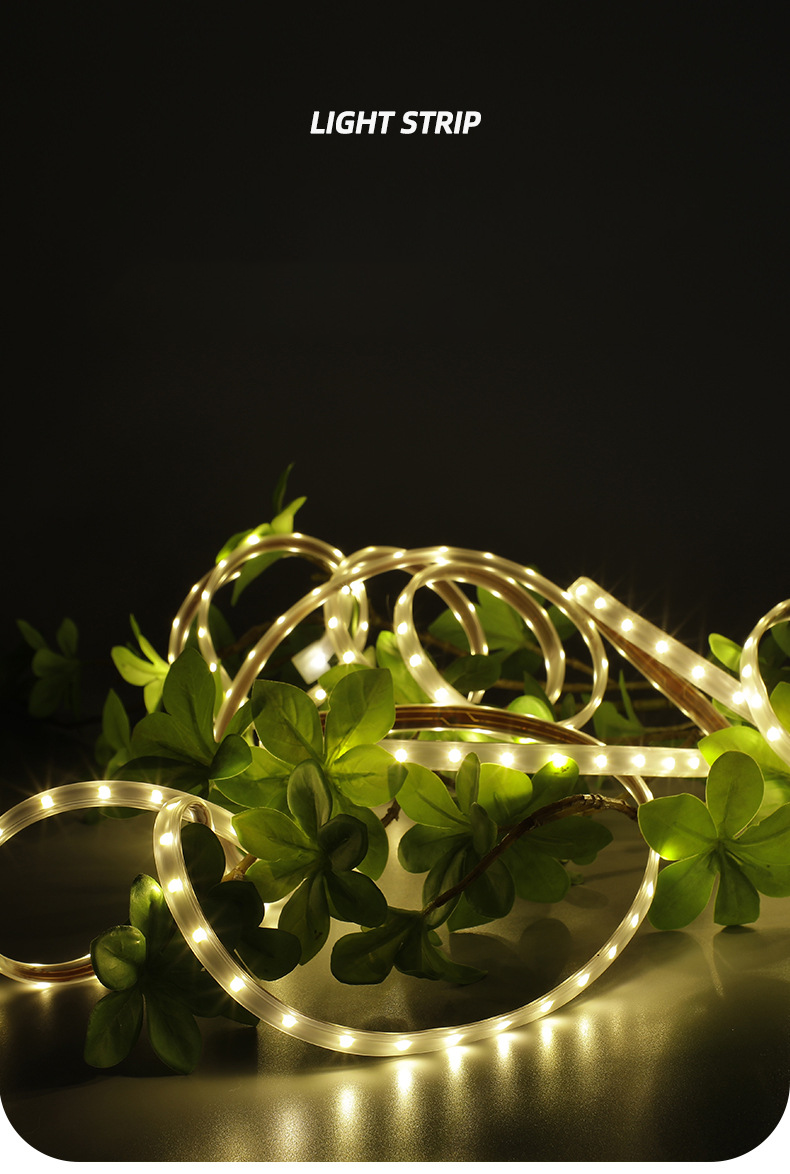 Flexible Solar Strip Light with 8-10 Hours Working Time 15 Lights IP65 Waterproof for Outdoor Decoration