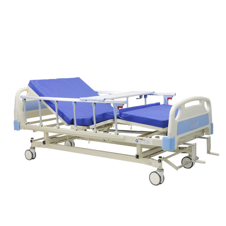 Quality Manual 2 Cranks Medical Hospital Bed With Dining Table for sale