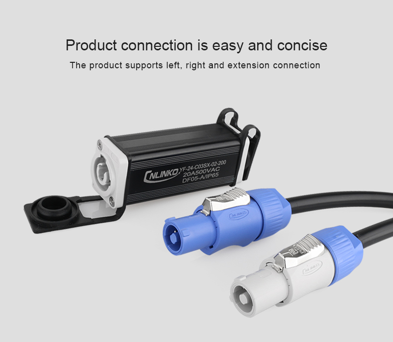 CNLINKO PowerCon Grey PBT Shell 3 Pole Power Connector Ip68 Waterproof Plug Socket