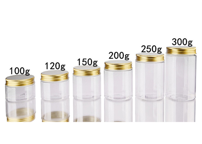Wide Mouth Clear Plastic 250g Face Cream Jars With Gold Aluminum Lid