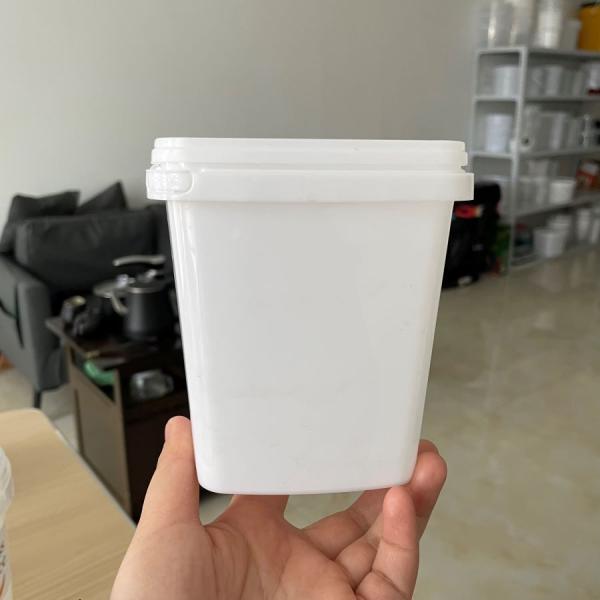 Customize 4L Square Plastic Bucket Food Container with Blue Color and Printed Pattern