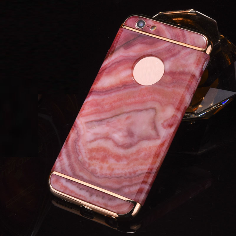 Hard PC 3 in 1 Plating Border Marble Lines Back Cover Cell Phone Case For iPhone 7 7 Plus 6 6s Plus