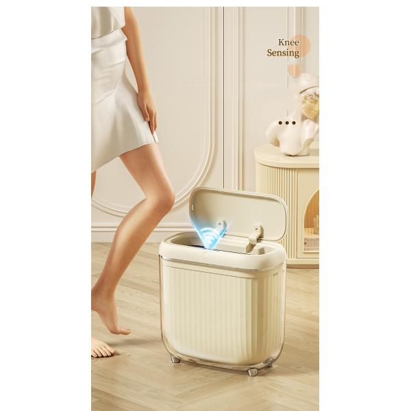 Black 13 Gallon Rectangular Motion Sensor Plastic Trash Can with Lid