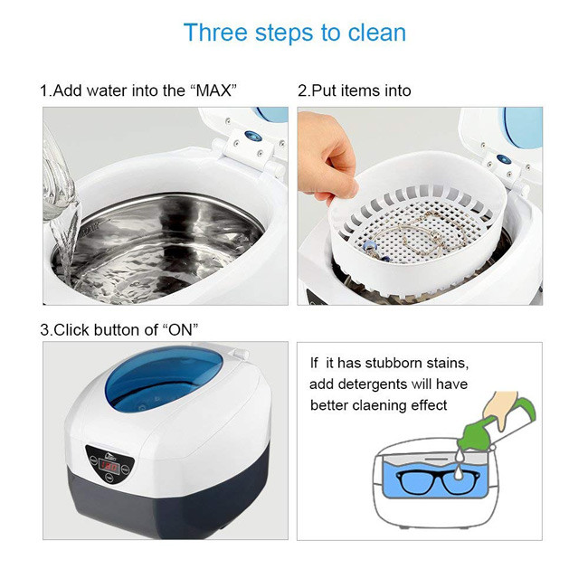 Digital Ultrasonic GT SONIC Cleaner Dental Washer 750ml Tank For Washing CD