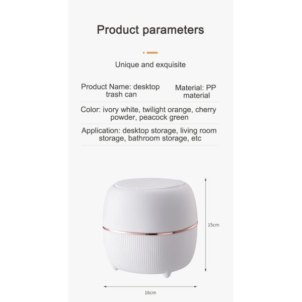 Orange Pink 4L Desktop Trash Can Home Office Mini Countertop Trash Can