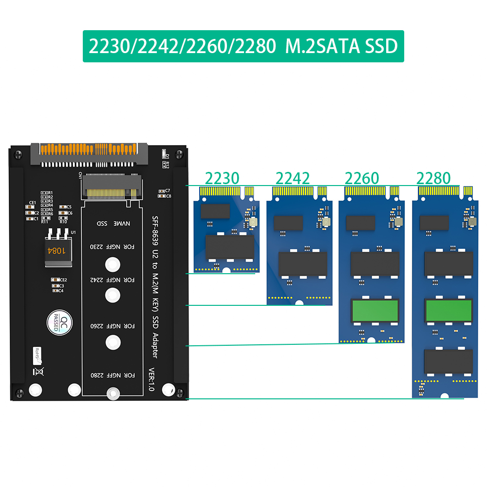 M.2 NGFF to U2 SFF-8639 Adapter Card with 6 Months Warranty