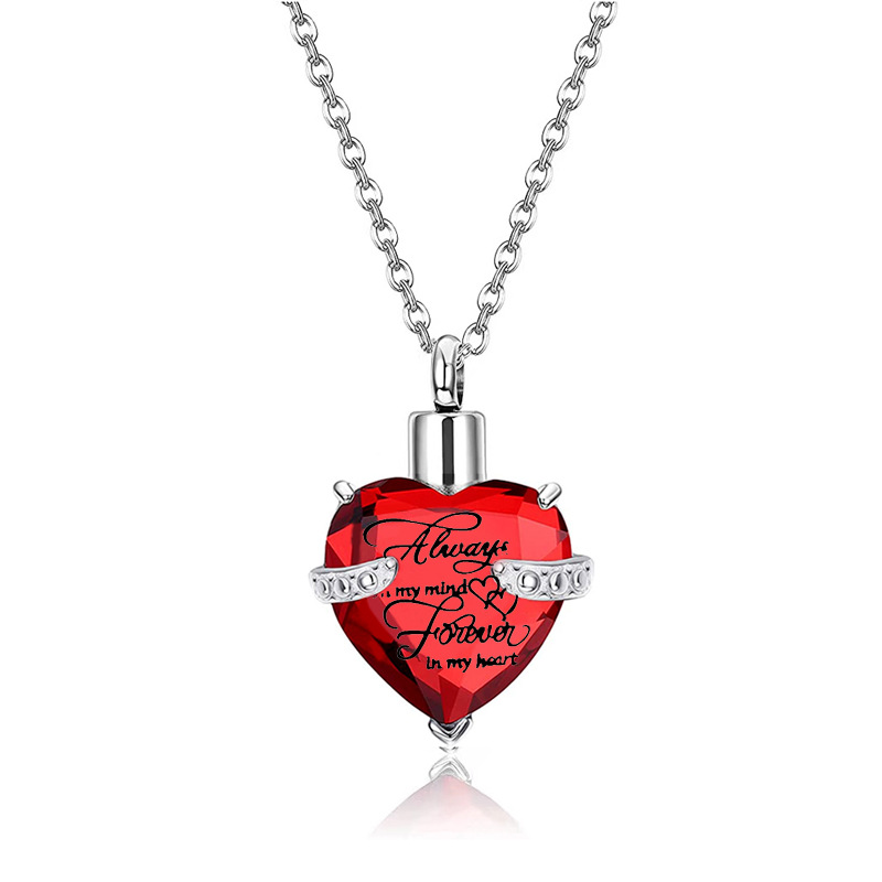 Stainless Steel Heart Birthstone Necklace Birth Month Glass Love Heart Pendant Birthstone Necklaces for Women