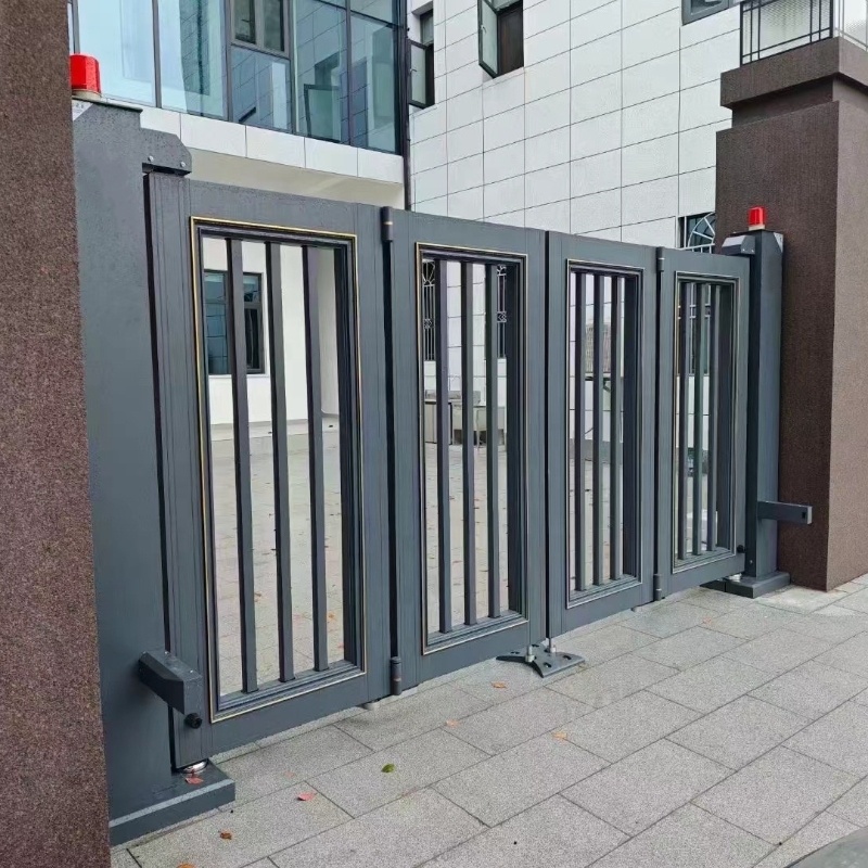 Automatic Electric Aluminum Alloy Retractable Gate Segmented Telescopic Sectioned Trackless Sliding Outdoor Hotel Industrial