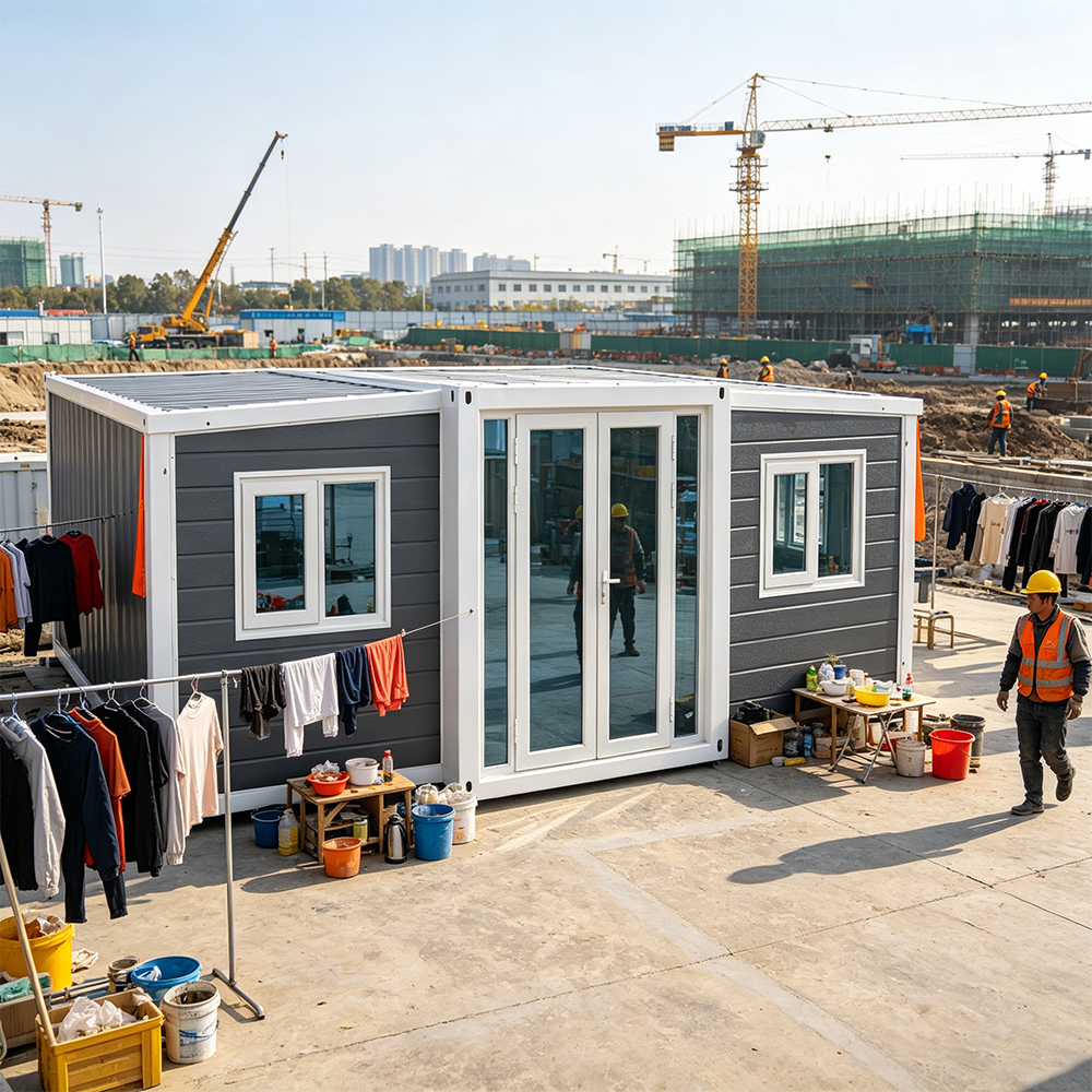 Modular Expandable Container House With Quick Assembly and Steel Frame Structure for Construction Site Accommodation