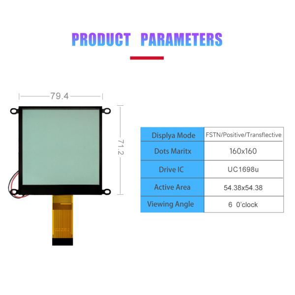 Custom 160x160 Lcd Display Graphic Monochrome Graphic Lcd 3.5 Inch