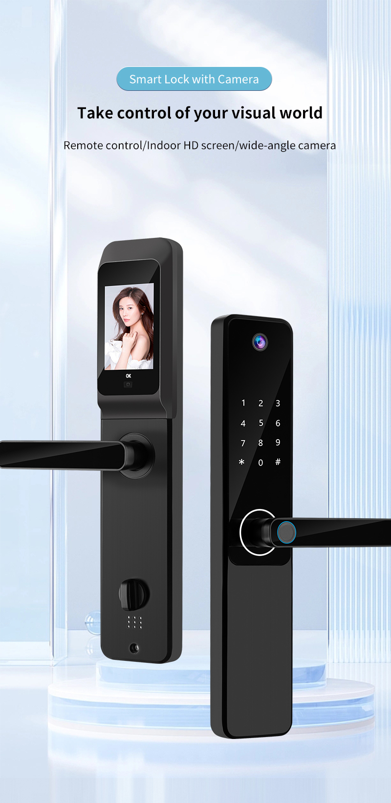 S802Pro HD Camera Inteligente Tuya Biometric Fingerprint & IC Card Key Smart Home Door Lock With WiFi Connectivity
