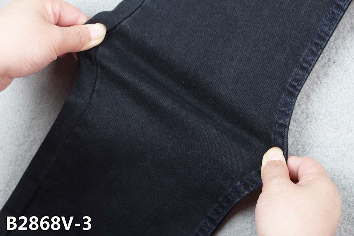 10 OZ Women Jeans Stretch Denim Fabric In Black / Black Color