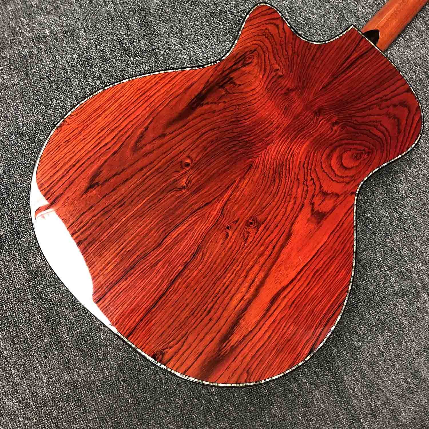 Custom Aaaa All Solid Koa Wood Top Cocobolo Back Side Acoustic Guitar with Armrest