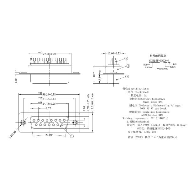 Top-notch D-Sub 15 Female Connectors Insulation Resistance 5000 Megohms Min Connector Style D-SUB 15