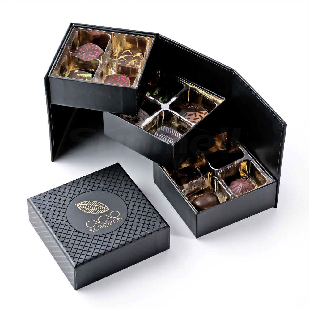 Cardboard Chocolate Packaging Boxes Varnishing 2mm Paperboard With Clear Window