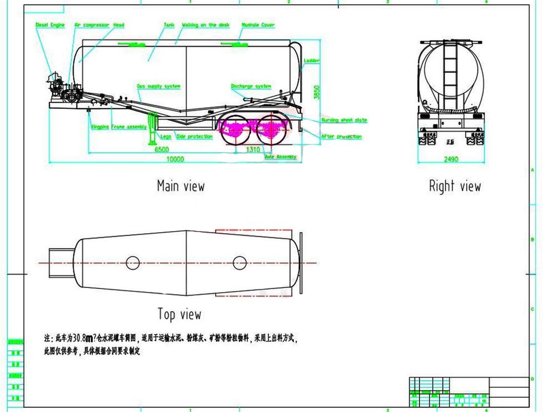 60m3 30 Tons Chicken Food Bulk Feed Trailer Animal Bulk Feed Delivery Tank Conveyor Transport Trailer From Clw