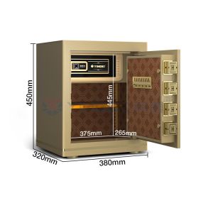 Quality H450mm Gold Office Lock Box Fingerprint Lock+Password+Key for sale