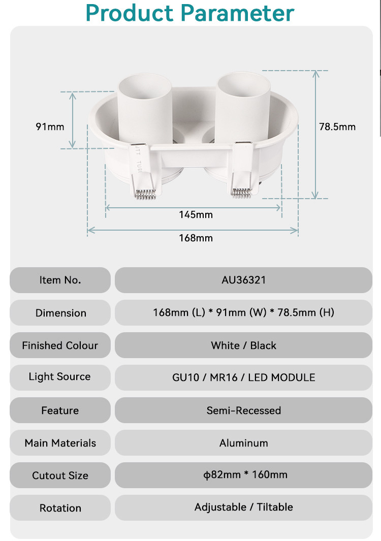 Customizable Anti-Glare GU10 Recessed Spotlight Frame Designed For Commercial Spaces