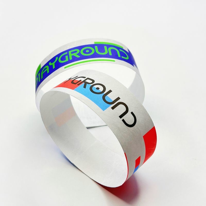 White Red Blue Adjustable and Heat Resistant Logo Wristbands for Your Corporate Events