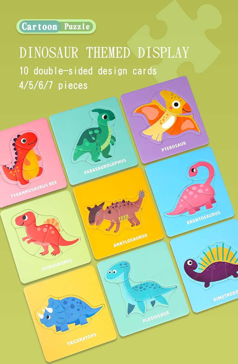 Muti Functional Cartoon Dinosaur Diy Drawing Montessori Educational Learning Jigsaw Puzzle Board Game Toys for Boys Girls