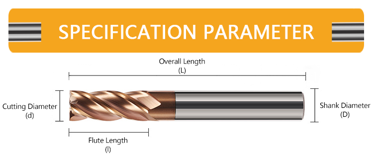 2-4 Flute Tungsten Carbide End Mill with 55-Degree Flat Bottom and 35° Helix Angle for CNC Machining