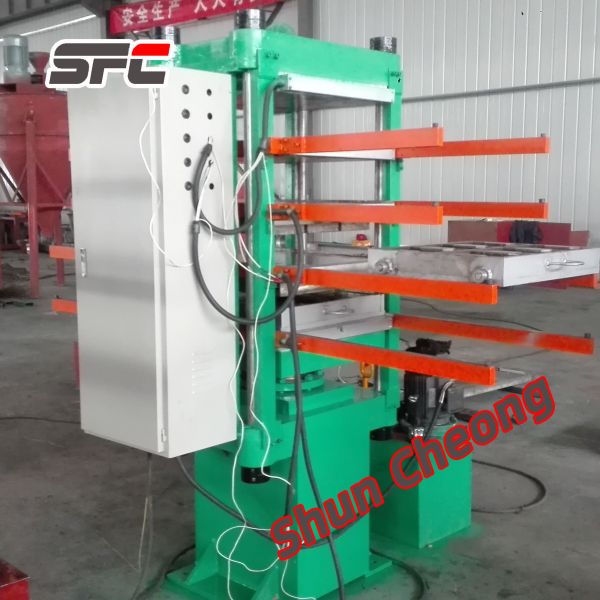 Rubber Tile Vulcanizing Machine with Manual Mould Push-Out Device for Batch Vulcanization and 4 Layers Efficiency
