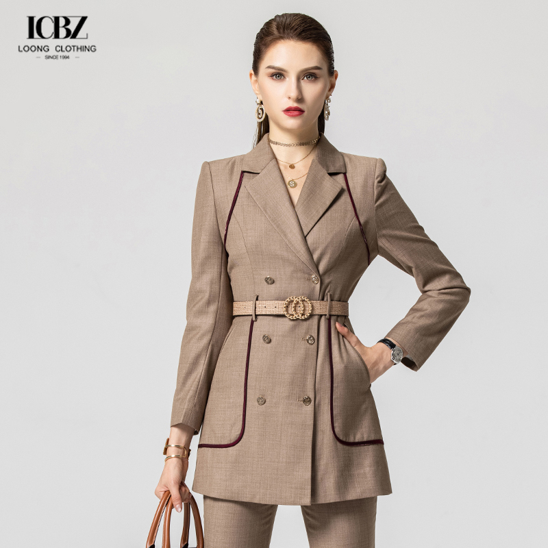 Polyester Fiber Women's Elegant 3 Piece Sets 2023 Office Formal Blazer Coat Shorts Sets