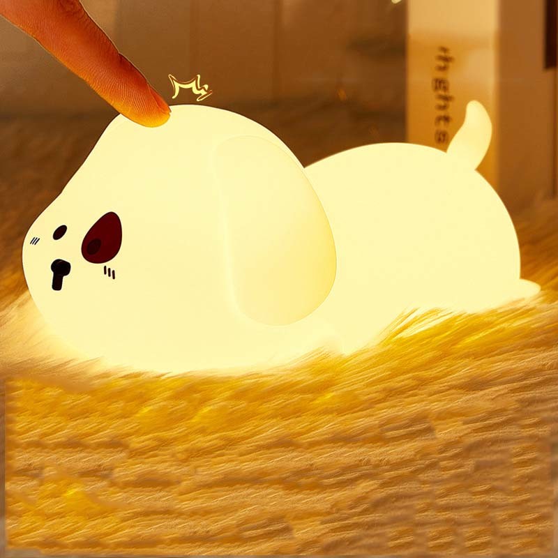 Night Light For Kids Cute Silicone Puppy Night Light With 2 Levels Of Brightness 7 Colors Kawaii Touch Lamp For Bedroom