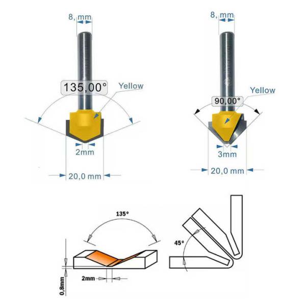 Carbide 90 Degree ACM Cutting Tools ACP Bit Cnc Router Cutters For Aluminium Milling