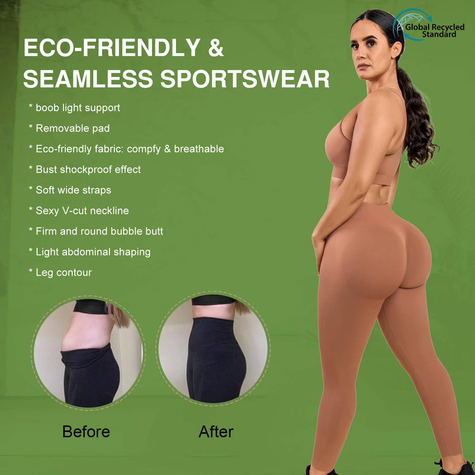 Stay cool and comfortable during your workout with HEXIN's eco-friendly two-piece set