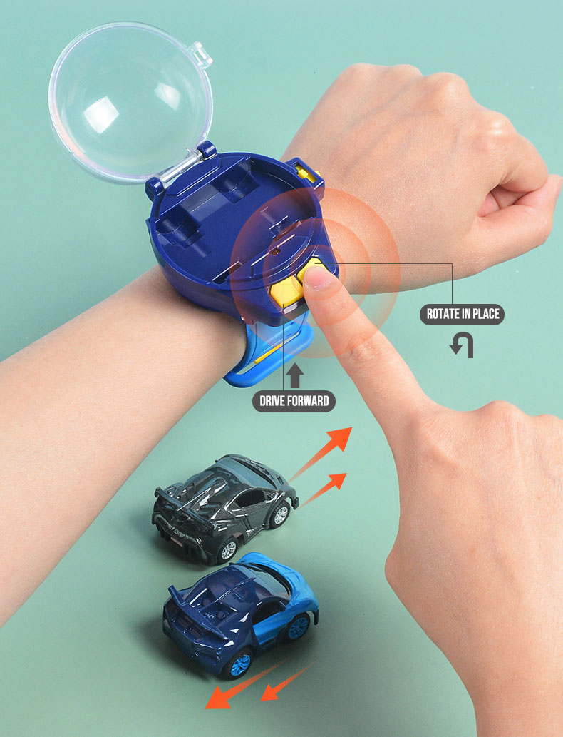 Kids Mini RC Car Watch 2.4 GHz Cartoon RC Racing Car USB Charging 4 Channels for Kids