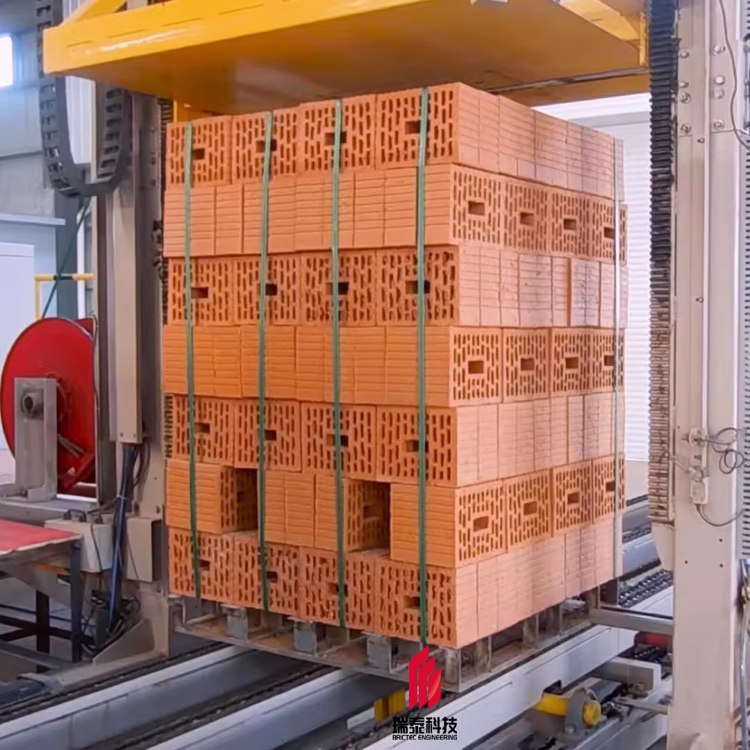 Quality Automatic Clay Brick Packaging Machine Belt Strapping And Packaging System for sale