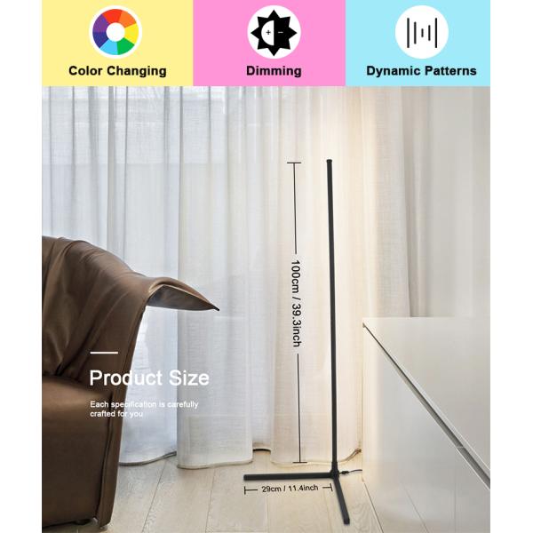 RGB Colorful Remote Control LED Floor Lamp for Bedroom Decorative Ambient Light 1.5m