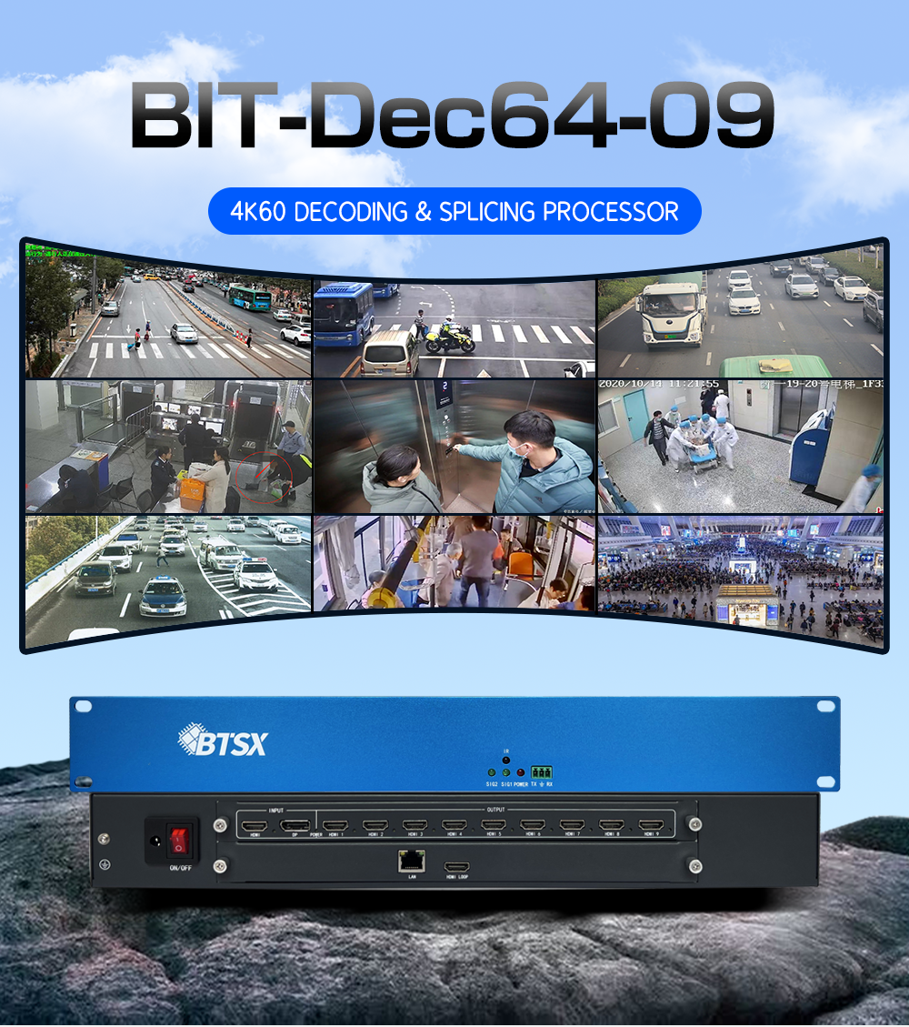4K60 64-Channel Video Wall Controller with 9-Channel HDMI Outputs for Multi-Screen Processing