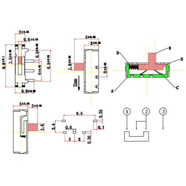 Slide Switch,1PDT Solid 3PIN Multiple Handles Horizontal Sliding Switch, Push Switch,Interruptor On-Off Toggle Switch