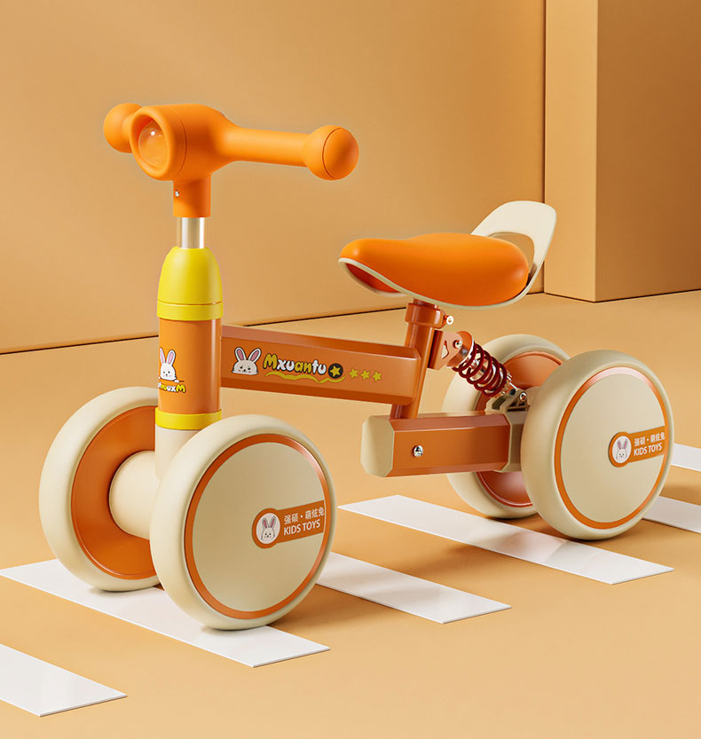 Four Wheel Children's Stroller Handcart Learning Toy Push Bicycle with Metal Frame