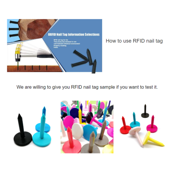 Black ABS Embedded RFID Nail Tag Forestry Tree / Asset Management 41 * 28mm