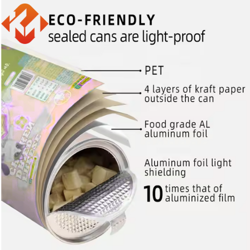 Food grade cylindrical custom UV printed logo honey jar tea biscuit coffee kraft paper packaging chocolate paper tube with lining