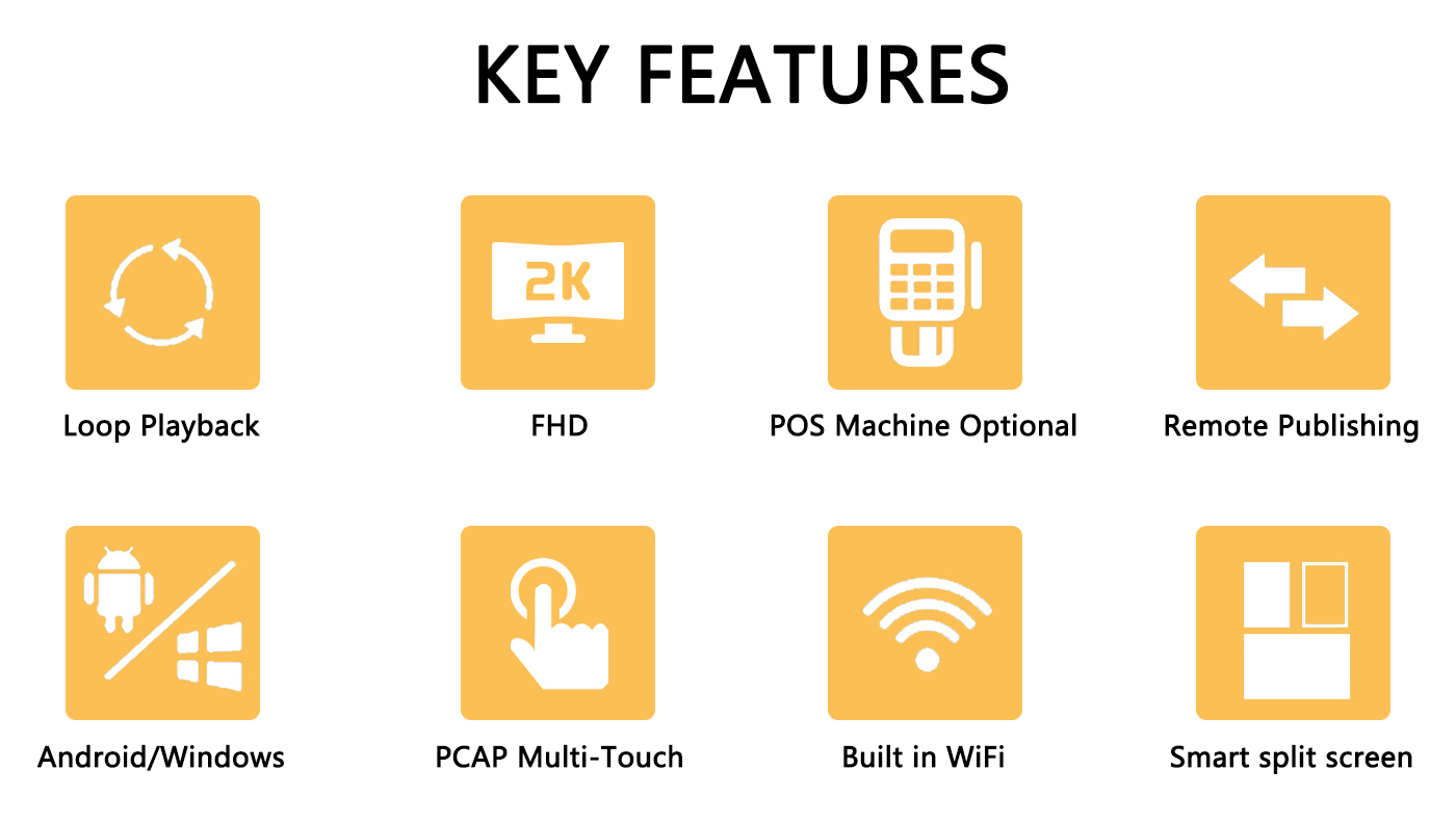 Restaurant Wall mounted Self-service Payment Kiosk 21.5" Android 11.0 Touch Screen - All-in-One with Thermal Printer & QR Scanner