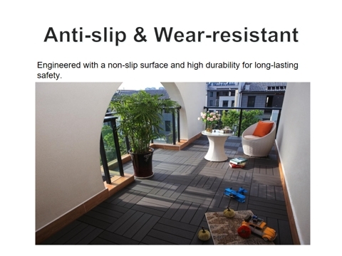 B1 Fire Retardant WPC DIY Tiles 300x300mm Interlocking WPC Decking Tiles